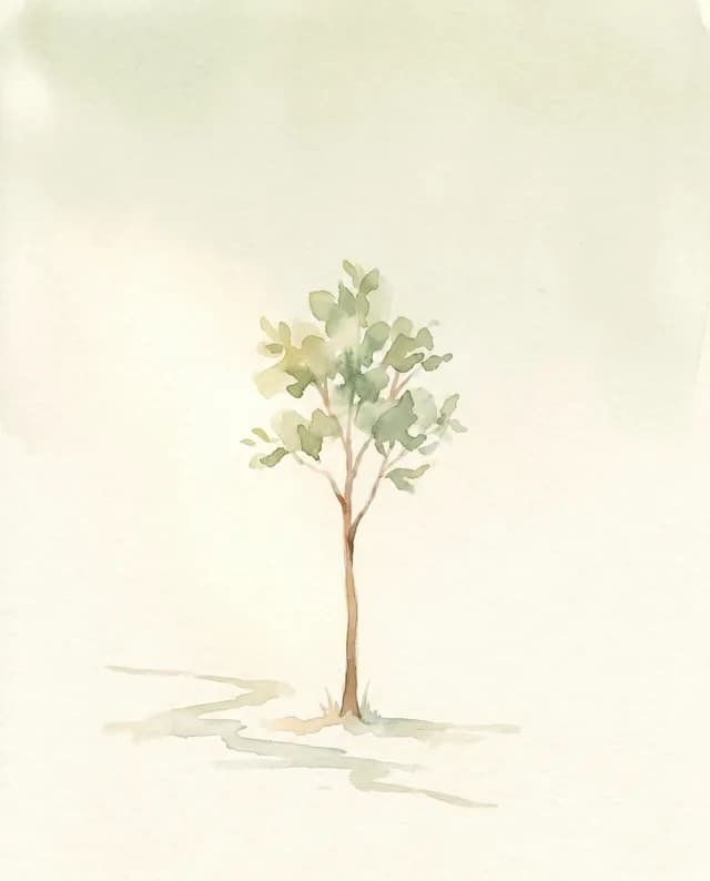 Watercolor tree, Day 7: first branch
